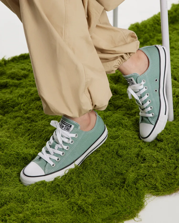 all star男女运动低帮帆布鞋豆沙绿绿色